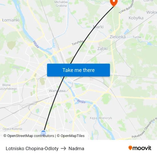 Lotnisko Chopina - Odloty to Nadma map