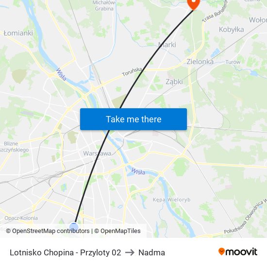 Lotnisko Chopina-Przyloty to Nadma map