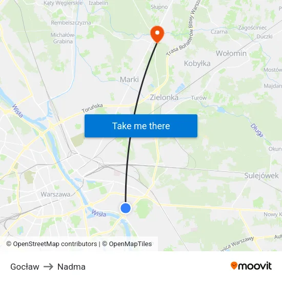 Gocław to Nadma map
