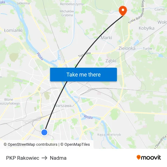 PKP Rakowiec to Nadma map