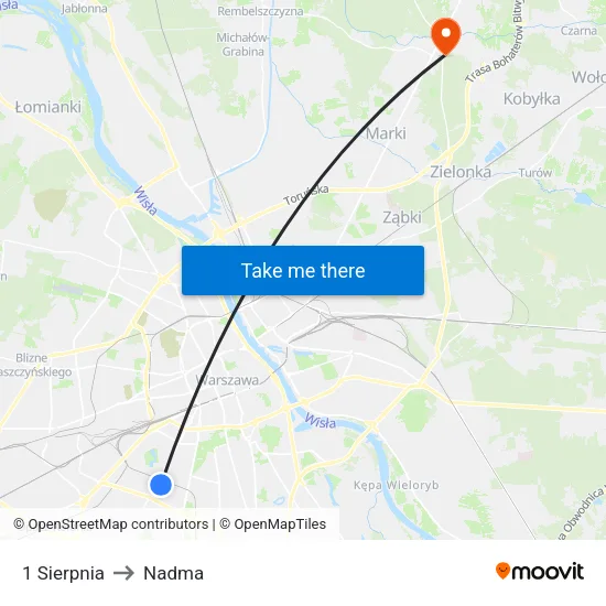 1 Sierpnia to Nadma map