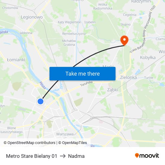 Metro Stare Bielany 01 to Nadma map