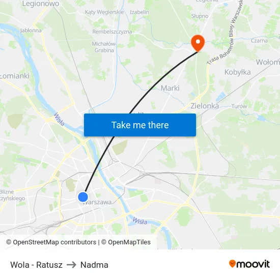 Wola - Ratusz to Nadma map