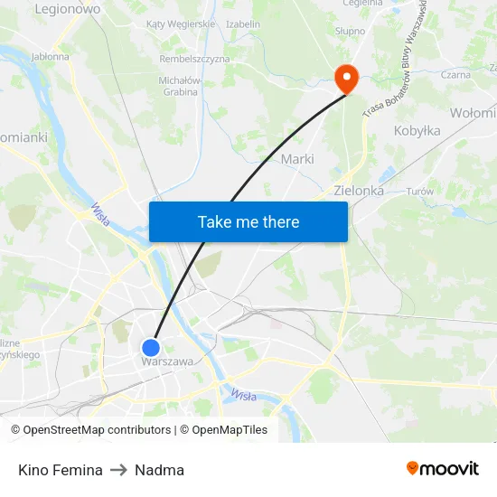 Kino Femina to Nadma map