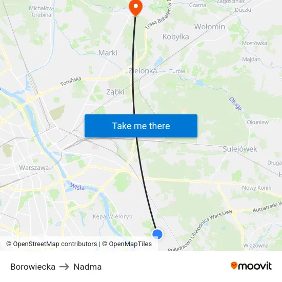 Borowiecka to Nadma map