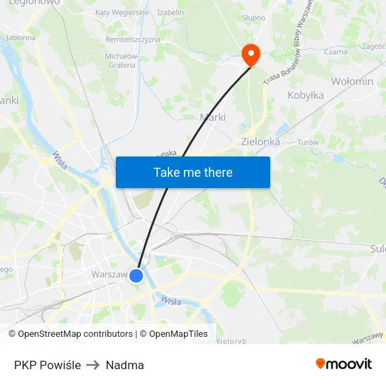 PKP Powiśle to Nadma map