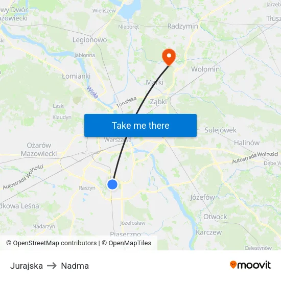 Jurajska to Nadma map