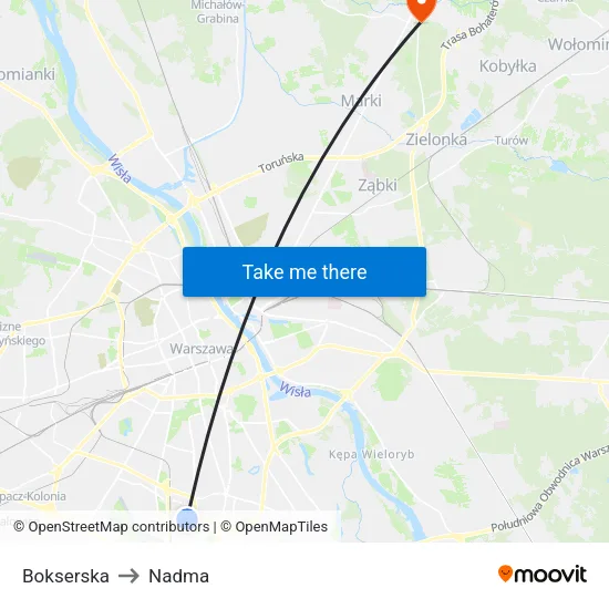 Bokserska to Nadma map