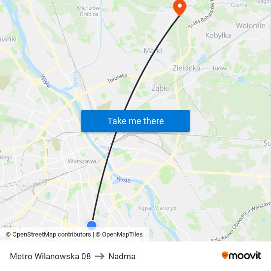 Metro Wilanowska 08 to Nadma map