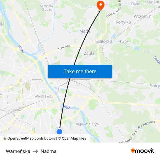 Warneńska to Nadma map
