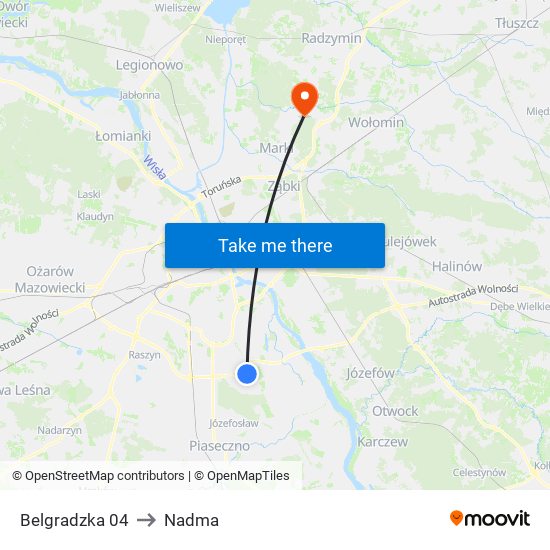 Belgradzka to Nadma map