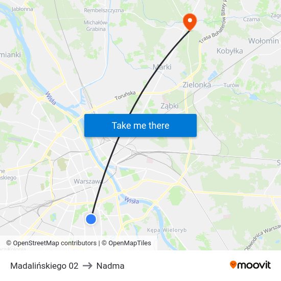 Madalińskiego to Nadma map