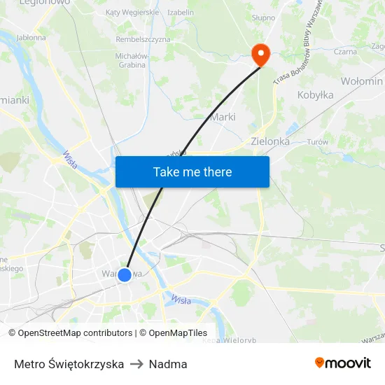 Metro Świętokrzyska to Nadma map