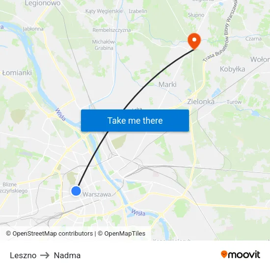 Leszno to Nadma map
