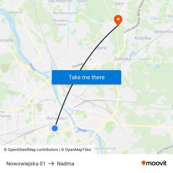 Nowowiejska 01 to Nadma map