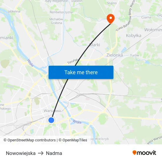Nowowiejska to Nadma map