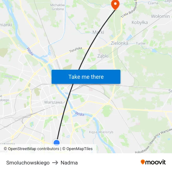 Smoluchowskiego to Nadma map
