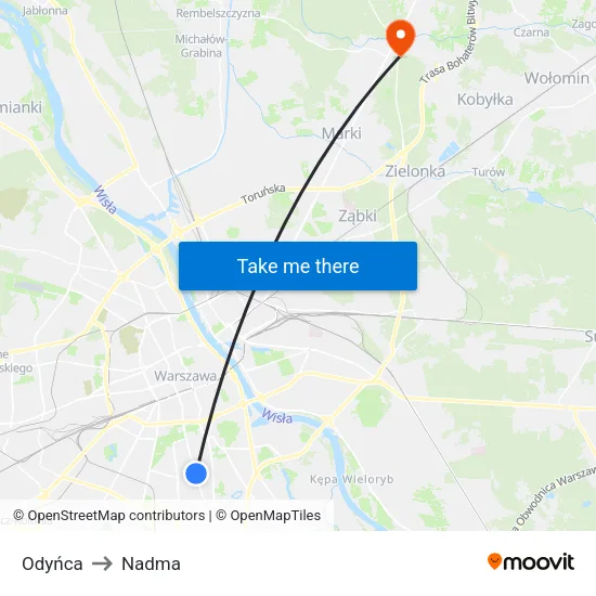 Odyńca to Nadma map