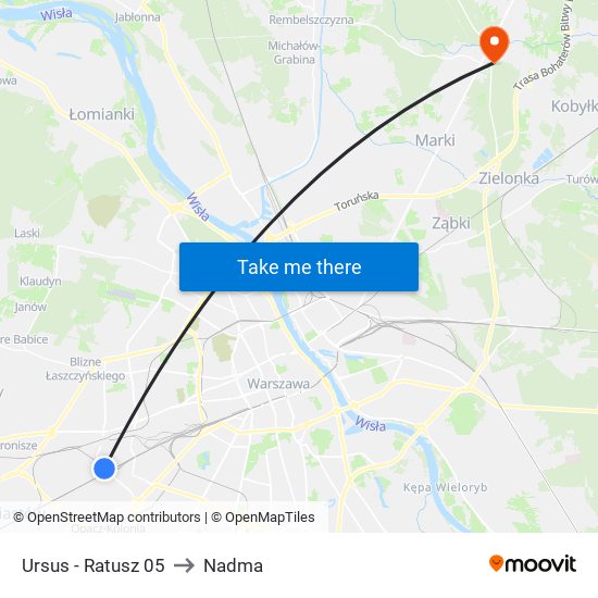 Ursus - Ratusz 05 to Nadma map