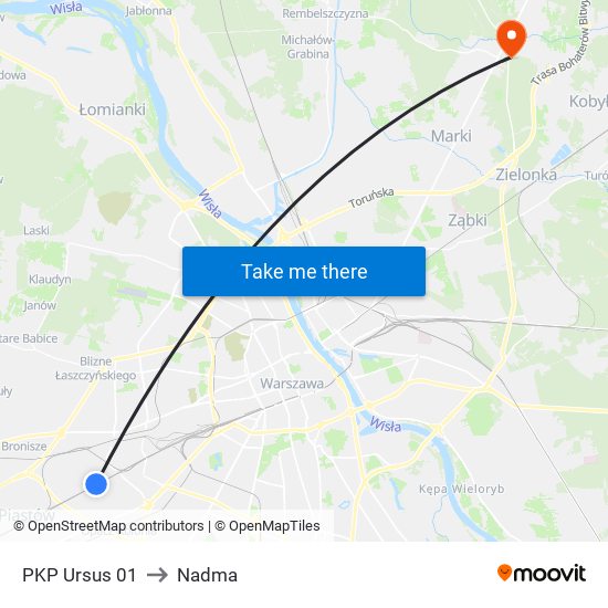 PKP Ursus 01 to Nadma map