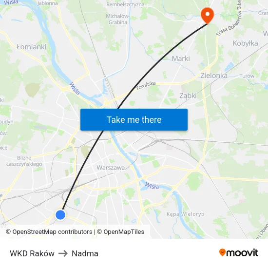 WKD Raków to Nadma map