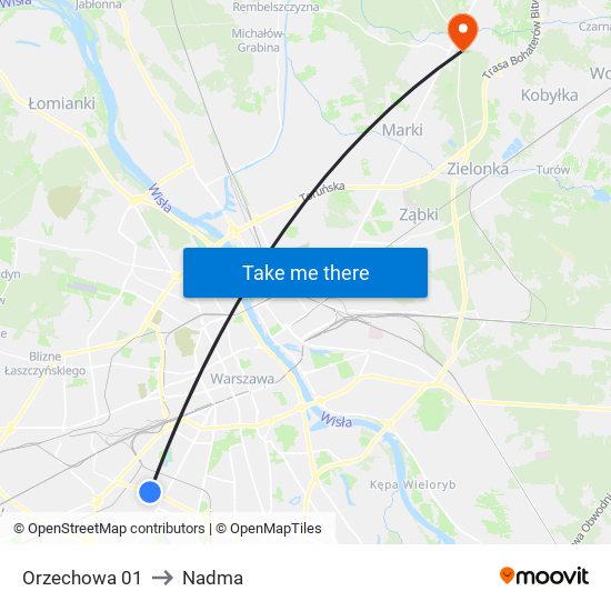 Orzechowa 01 to Nadma map
