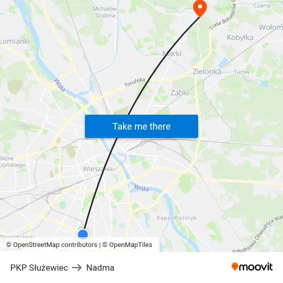 PKP Służewiec to Nadma map