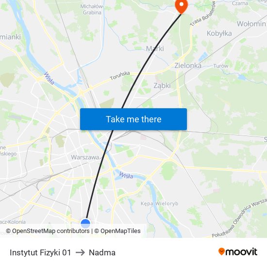 Instytut Fizyki to Nadma map