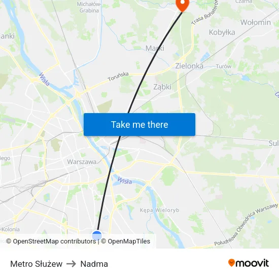 Metro Służew to Nadma map