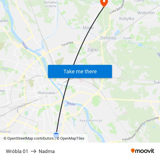 Wróbla to Nadma map