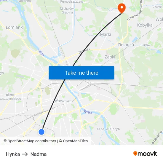 Hynka to Nadma map