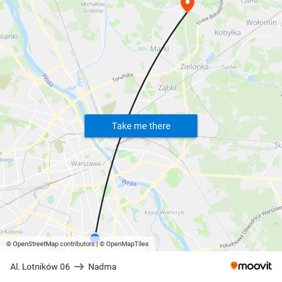 Al. Lotników to Nadma map