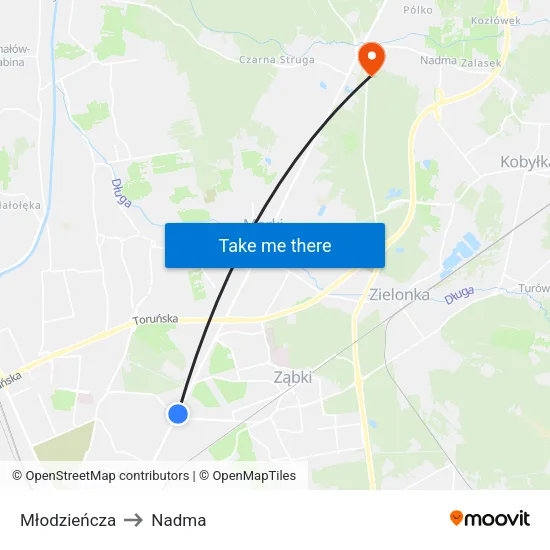 Młodzieńcza to Nadma map