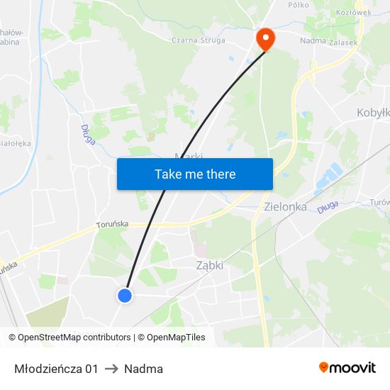 Młodzieńcza 01 to Nadma map