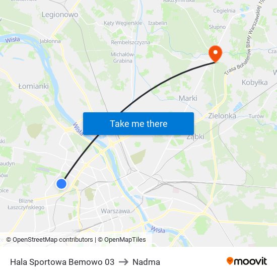 Hala Sportowa Bemowo 03 to Nadma map