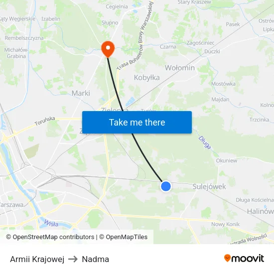 Armii Krajowej to Nadma map