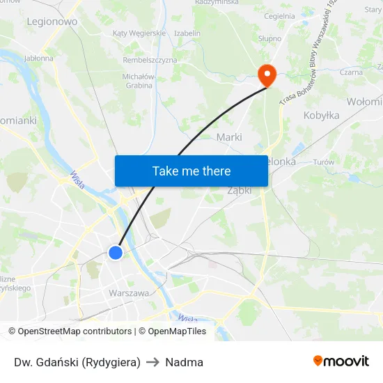 Dw. Gdański (Rydygiera) to Nadma map