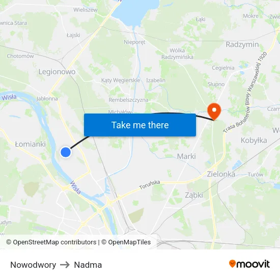 Nowodwory to Nadma map