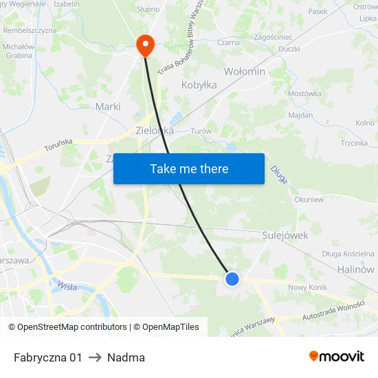 Fabryczna 01 to Nadma map