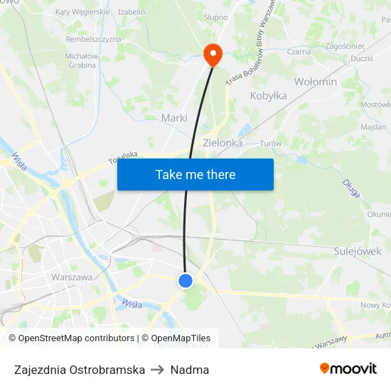 Zajezdnia Ostrobramska to Nadma map