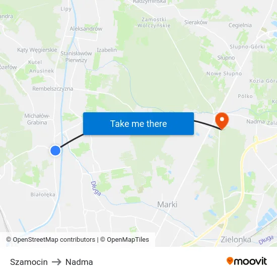 Szamocin to Nadma map