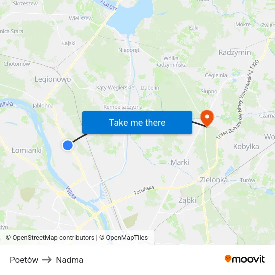 Poetów to Nadma map