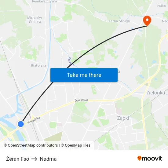 Żerań Fso to Nadma map