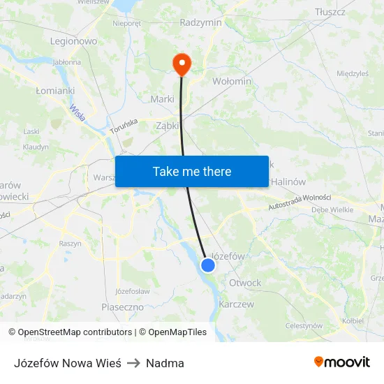 Józefów Nowa Wieś to Nadma map