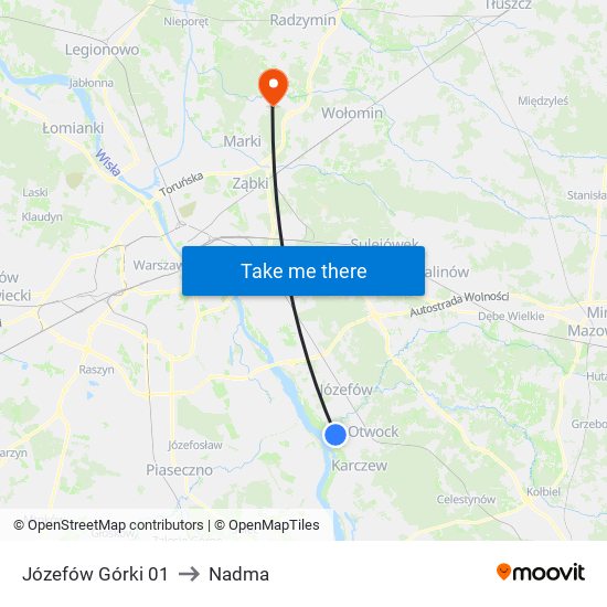 Józefów Górki to Nadma map