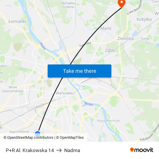 P+R Al. Krakowska 14 to Nadma map