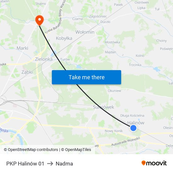 PKP Halinów 01 to Nadma map