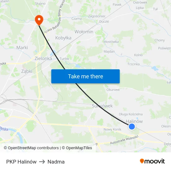 PKP Halinów to Nadma map