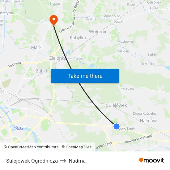 Sulejówek Ogrodnicza to Nadma map