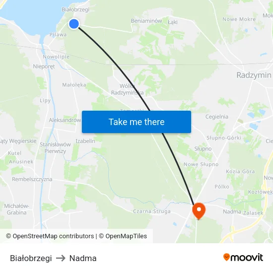 Białobrzegi to Nadma map